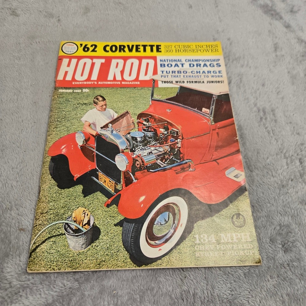 Hot Rod Magazine January 1962 62 Corvette 327 Road Test Boat Drags Vintage Car